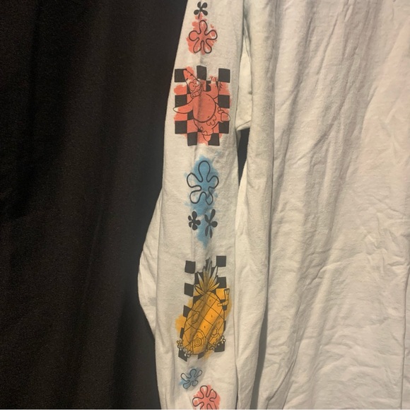 Vans X Spongebob Sz L Men's L/S Shirt White Used 22x 30 1/2 Skateboarding - Picture 2 of 4
